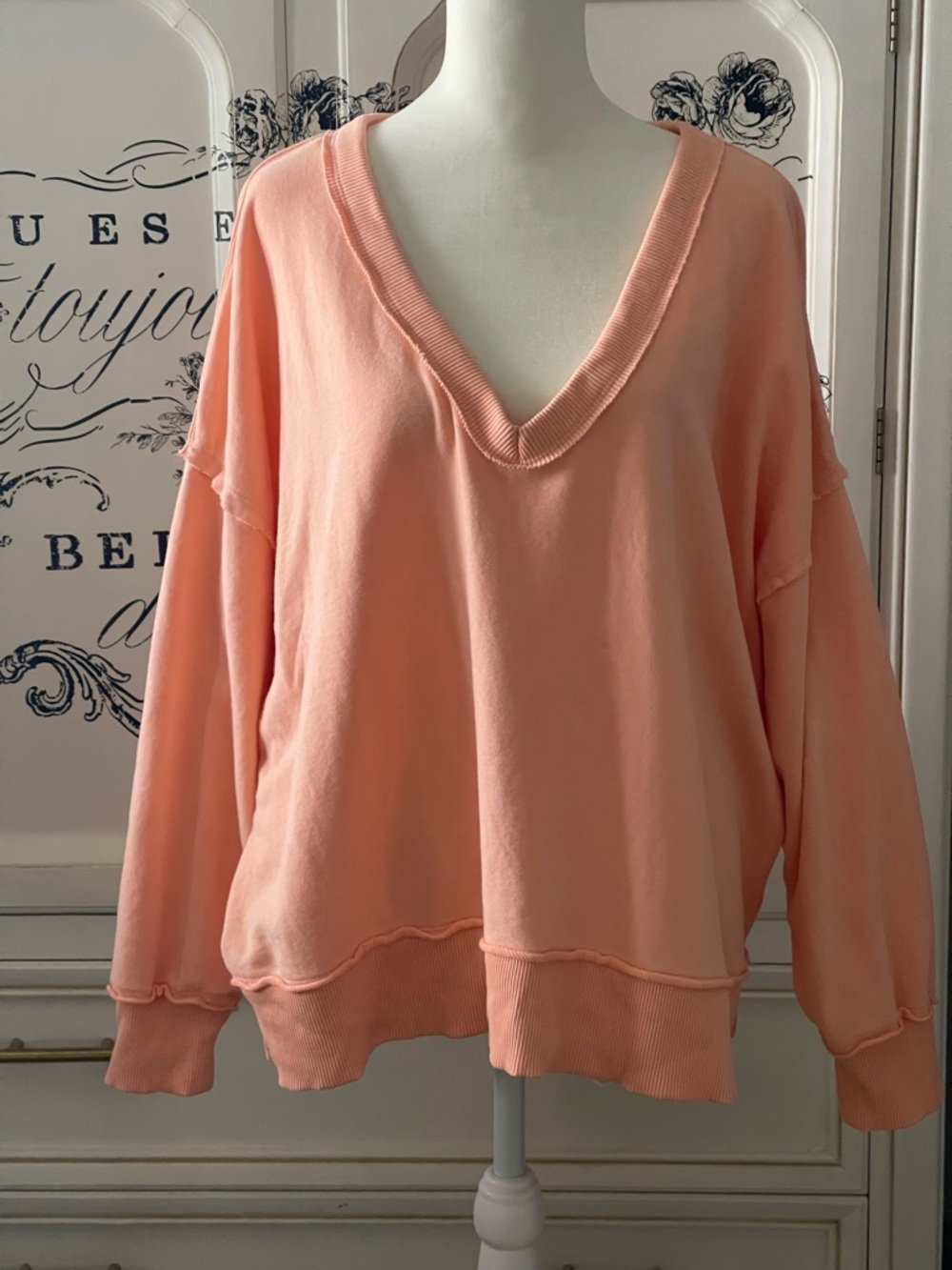 American Eagle Outfitters Big Hug Peach Knit Sweatshirt